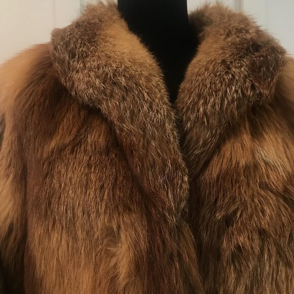 Pauly Nürnberg Fürth Real Fox Fur Coat Womens Large Brown Red Mid Length Lined - Picture 2 of 15